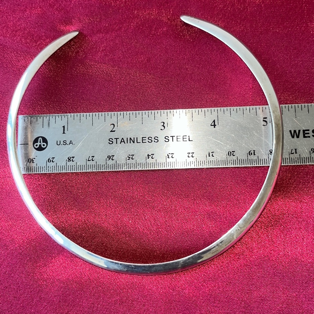 Structural Solid Sterling Silver Cuff Necklace. T… - image 7